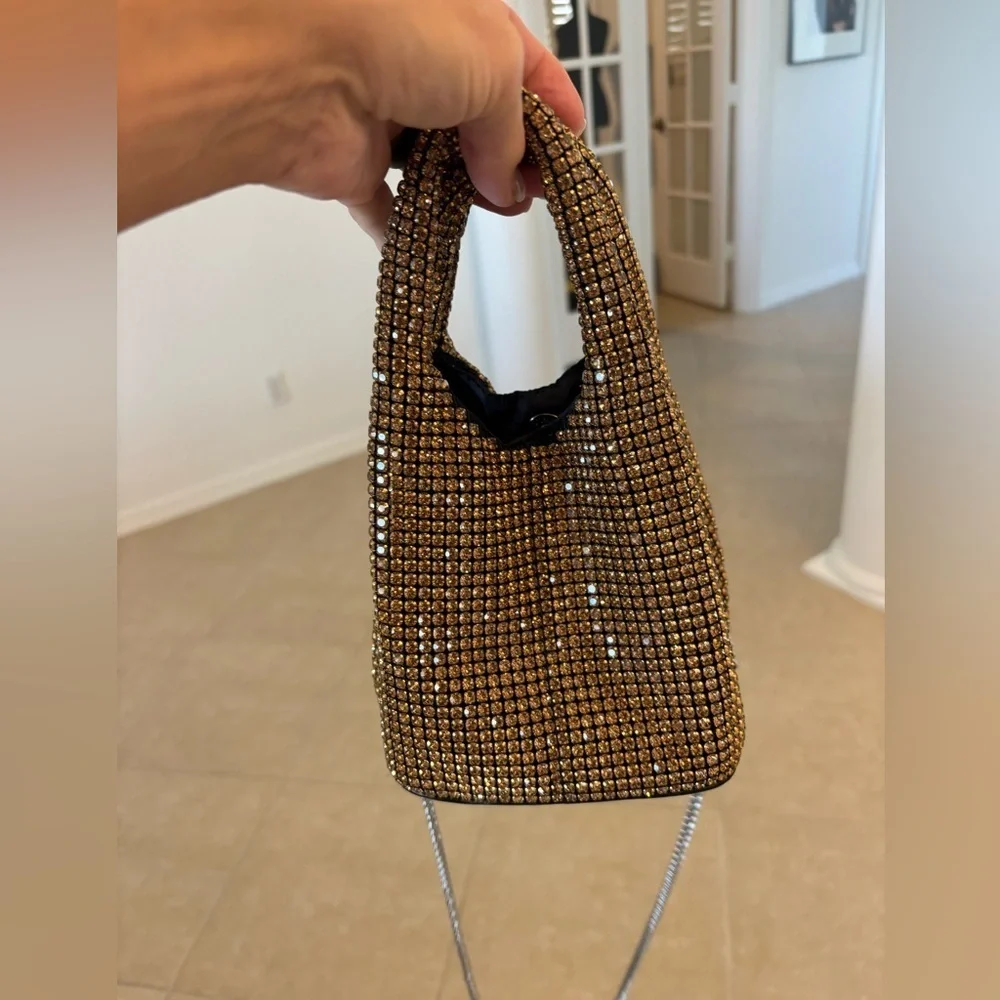 Gold Rhinestone Small wristlet, or Crossbody